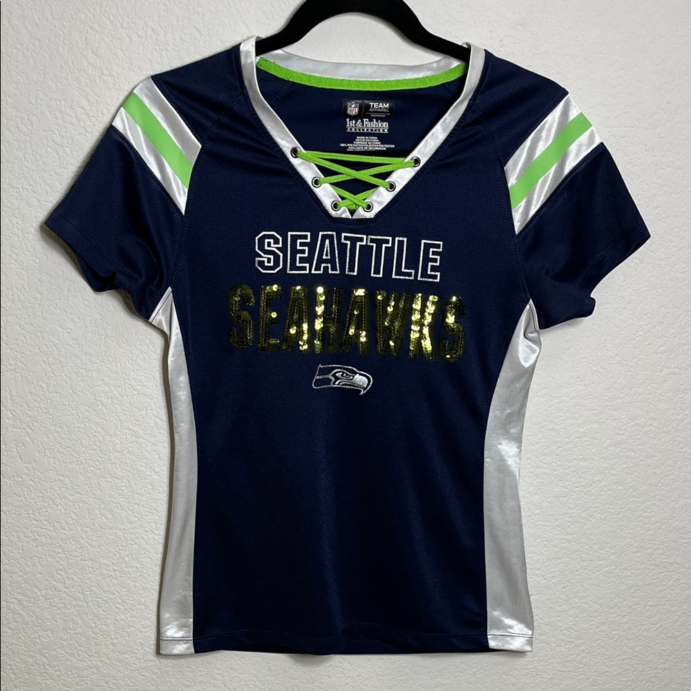 Team Apparel Seattle Seahawks Women's Jersey - Navy, Green, Silver